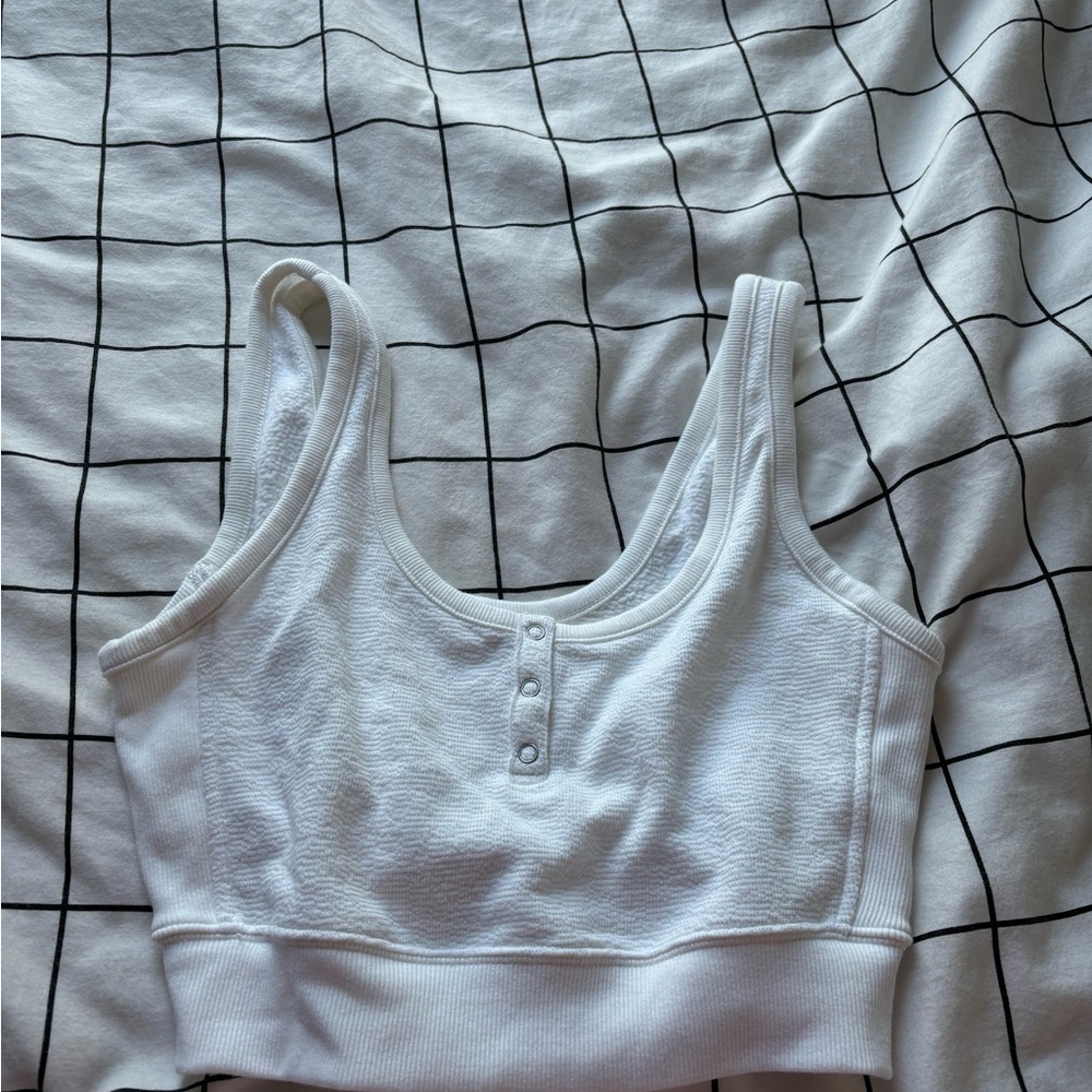 white buttoned aerie tank